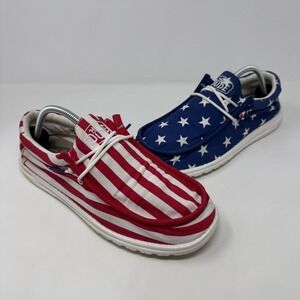 Hey Dude Shoes Wally Patriotic American Flag Lightweight Summer Slip On Men's 11